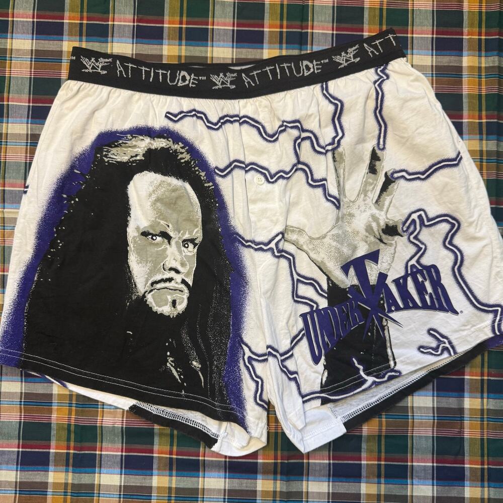 Vtg 90s WWF UNDERTAKER Boxers all over print wrestling